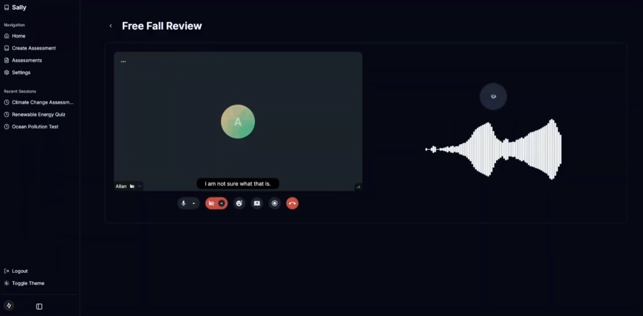 Capstone project screenshot: AI assessment with natural voice conversation