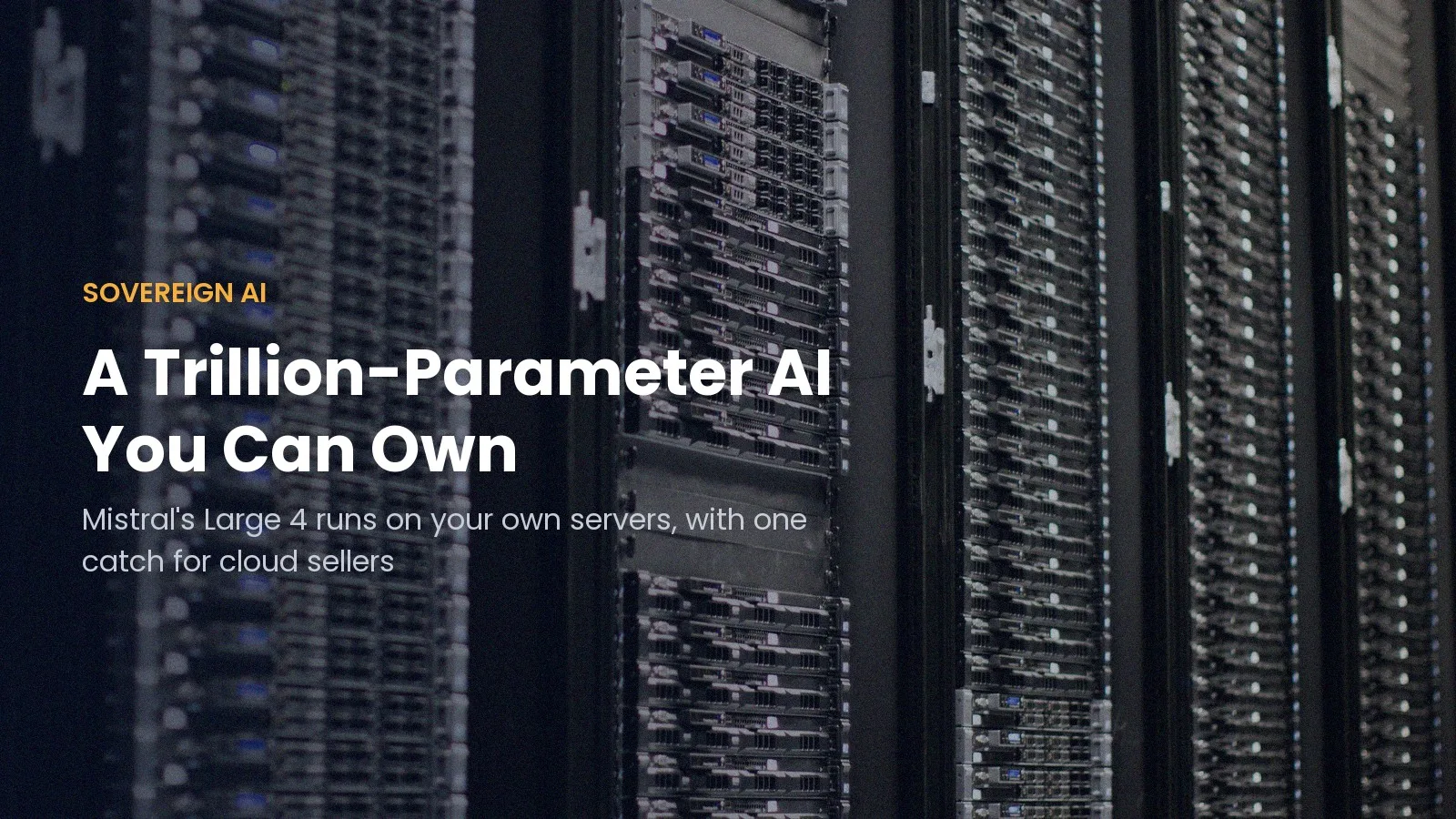 Data center server racks with overlay: A Trillion-Parameter AI You Can Own
