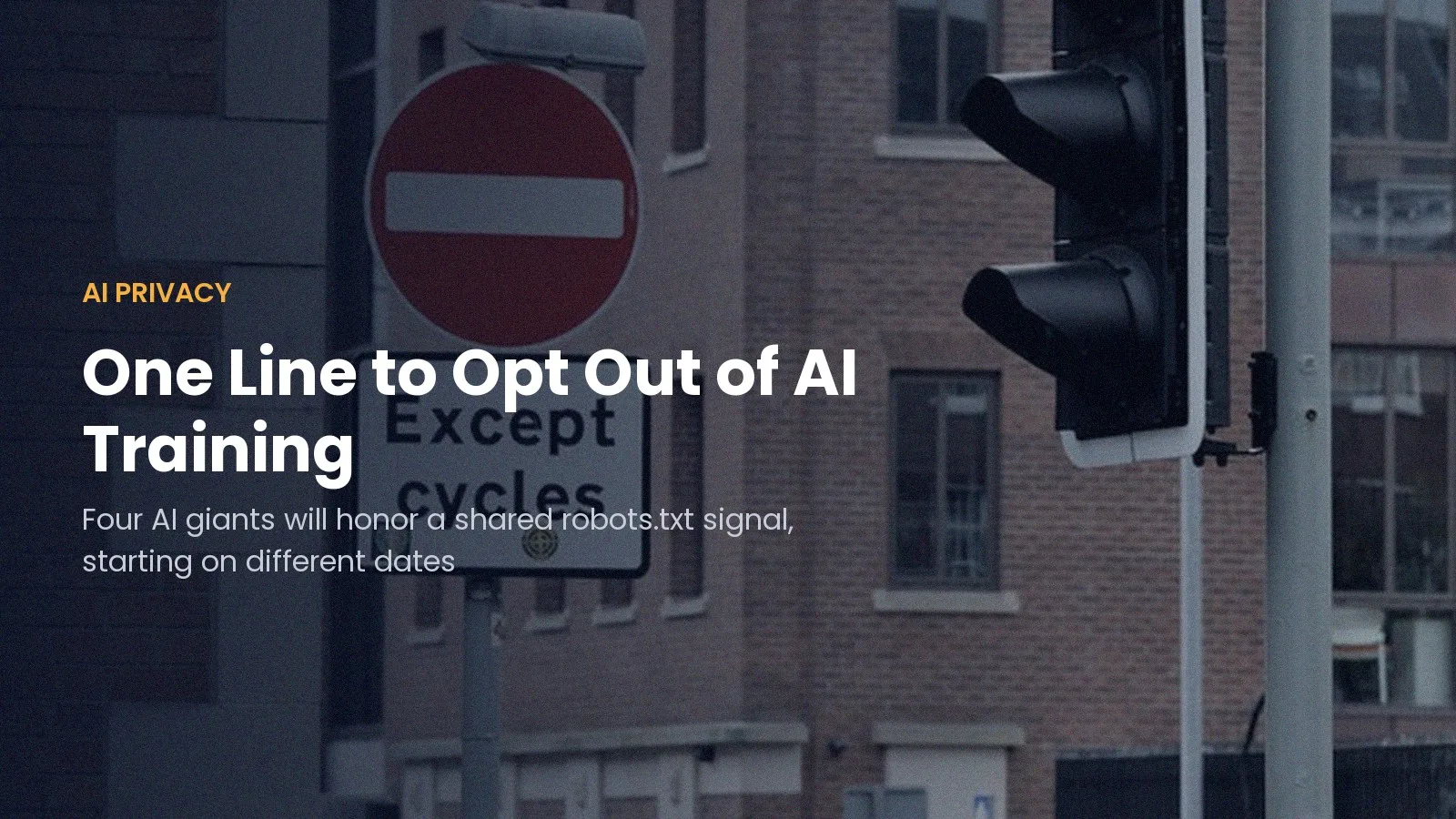 Red no entry road sign with overlay: One Line to Opt Out of AI Training